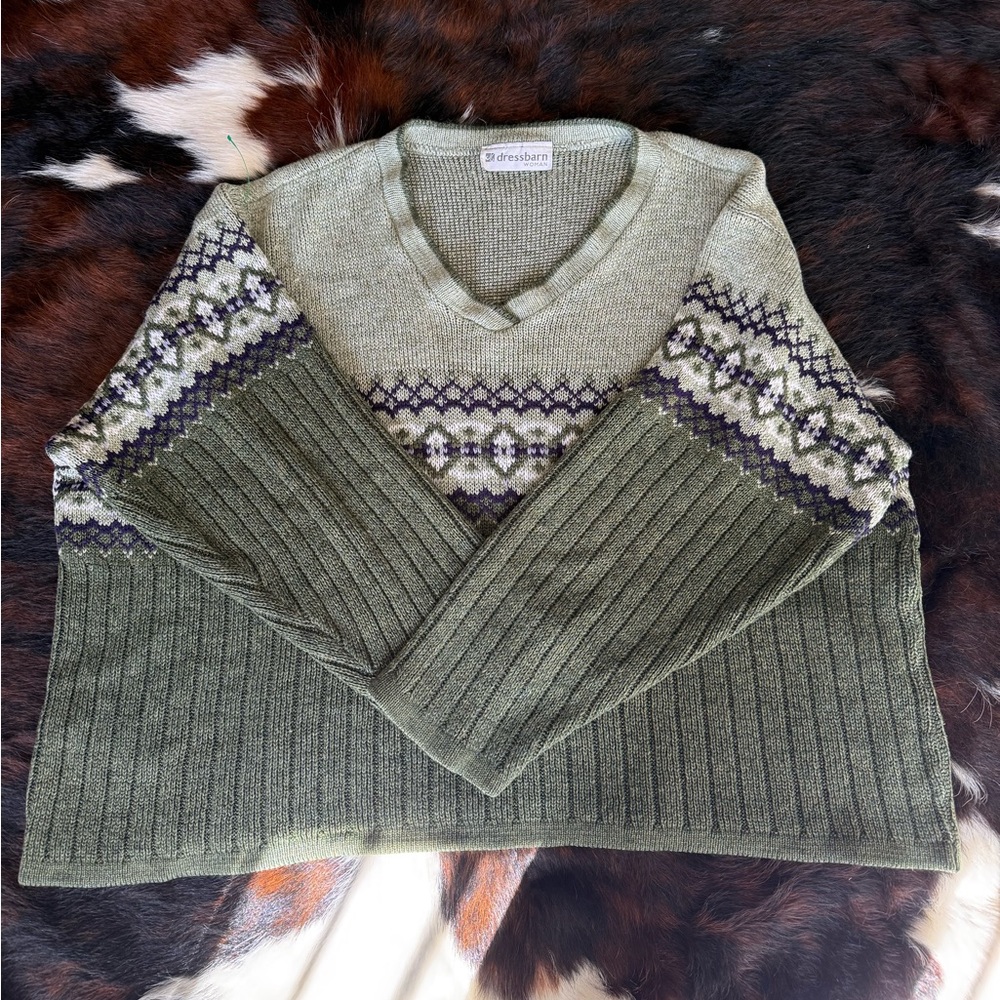 Vintage Green and Tan Sweater